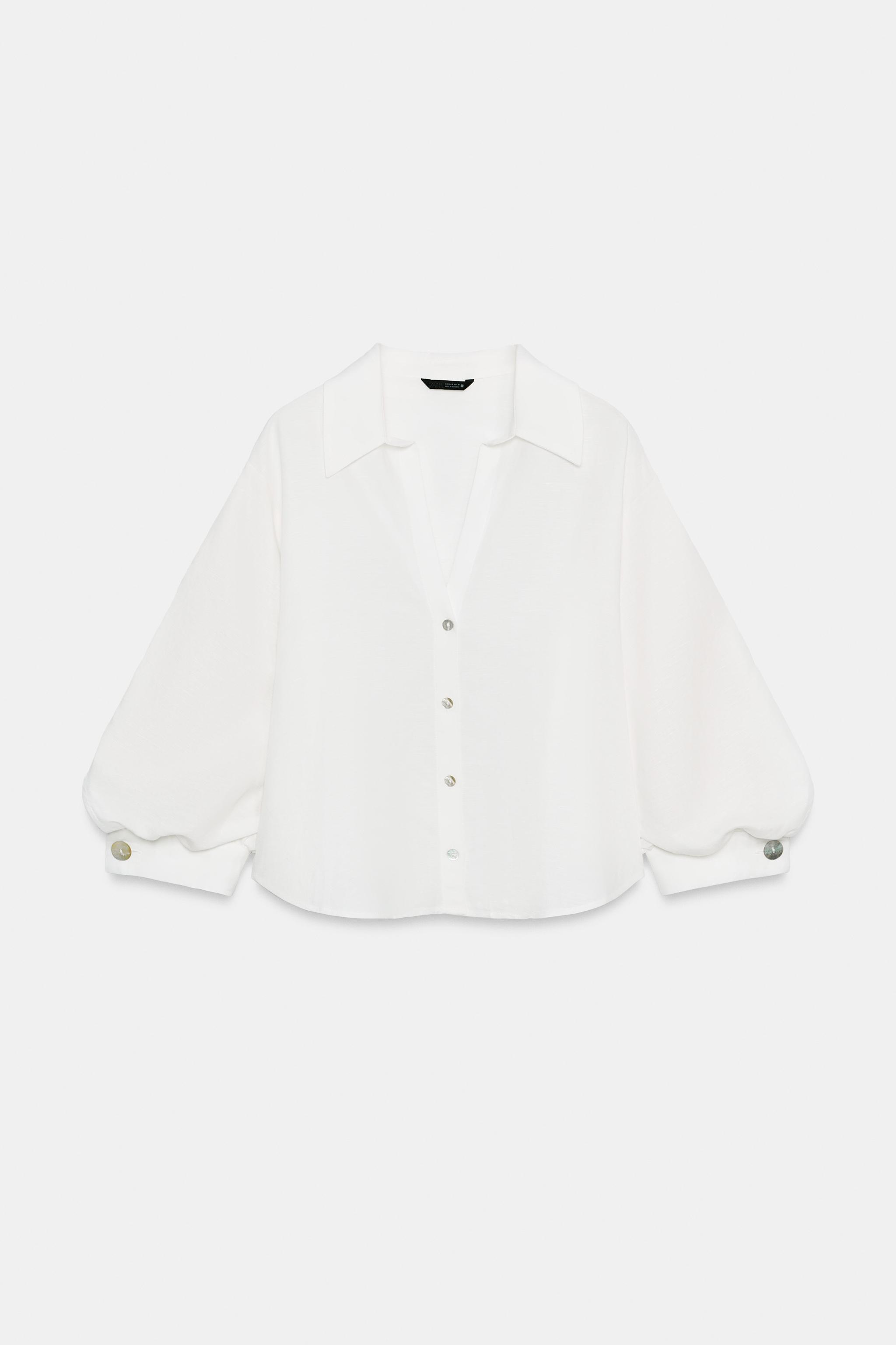 CHEMISE À MANCHES BOUFFANTES EN LIN